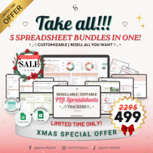 TAKE ALL! 5 PLR Spreadsheet Bundles in One | Gift Package | Limited Time Offer | Christmas Sale